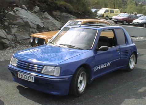 Brd Inge Henanger kjrte denne Peugeot 205 - noe breddet og cusomisert - og  havnet p 8/16 plass i klasse 2.